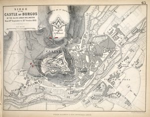 ウィリアムブラックウッドアンドサンズ発行のブルゴス城の包囲の地図、エディンバラとロンドン、1848年（手描きの彫刻）
